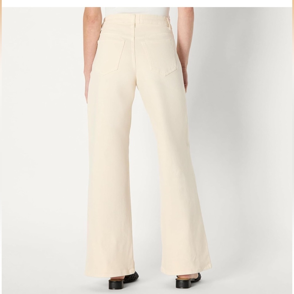 Amazon Essentials Wide Leg Cream Jeans Low Stretch Size 12 - Picture 3 of 9